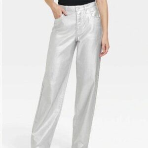 Mid-Rise 90's Baggy Jeans Universal Thread™ Silver Metallic Wash 4/R